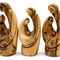 Olive Wood Nativity Set of 3, Abstract Holy Family Statues Hand Carved in Bethlehem, 3.8 Inch Mary Joseph Baby Jesus Figurines