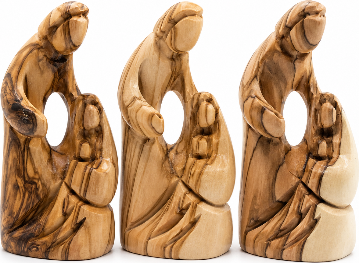 1 Olive Wood Holy Family Nativity Set Of 3 Figurines Bethlehem