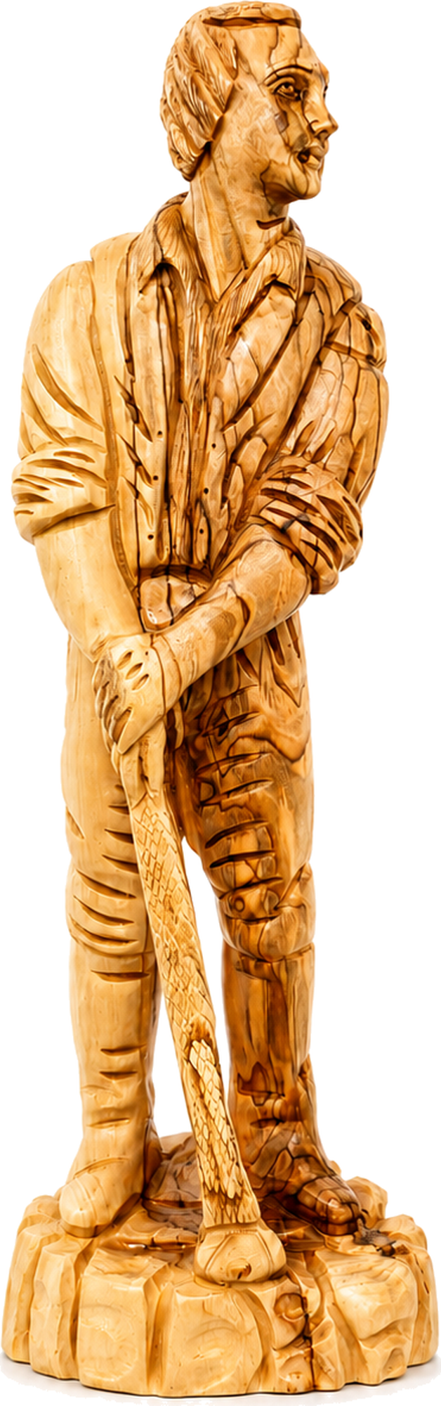 Hand-Carved Olive Wood Joseph Smith Statue Religious Decor 12.5 Inch