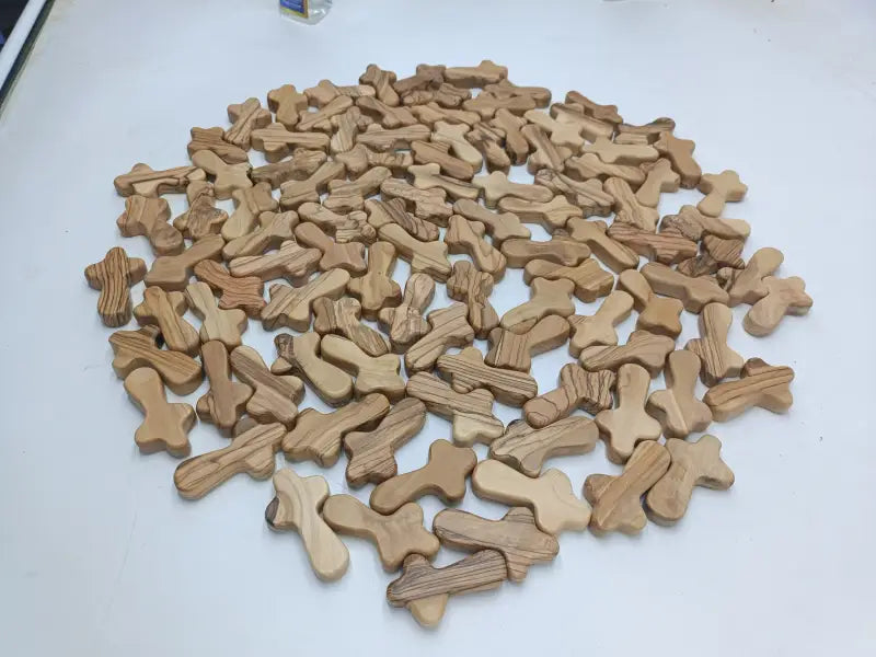 100 olive wood hand crosses (2.5’’) – factory seconds with small defects wholesale bulk pocket comfort