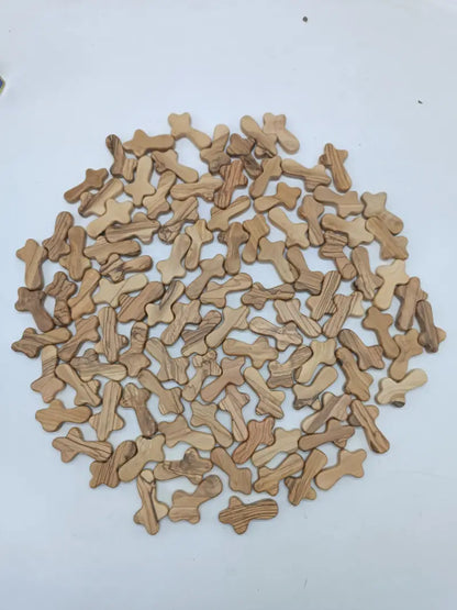 100 olive wood hand crosses (2.5’’) – factory seconds with small defects wholesale bulk pocket comfort