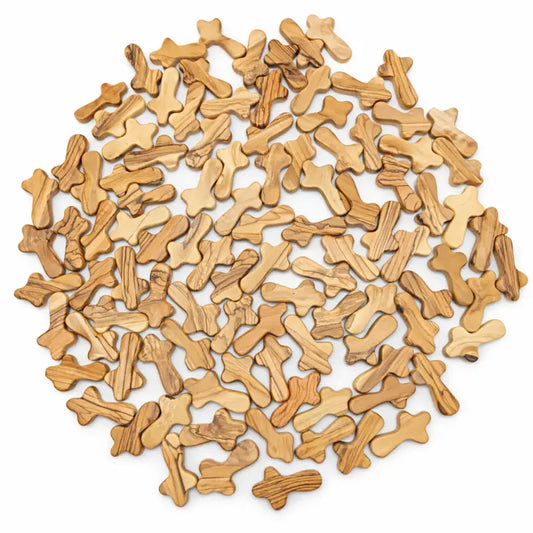 100 olive wood hand crosses (2.5’’) – factory seconds with small defects wholesale bulk pocket comfort