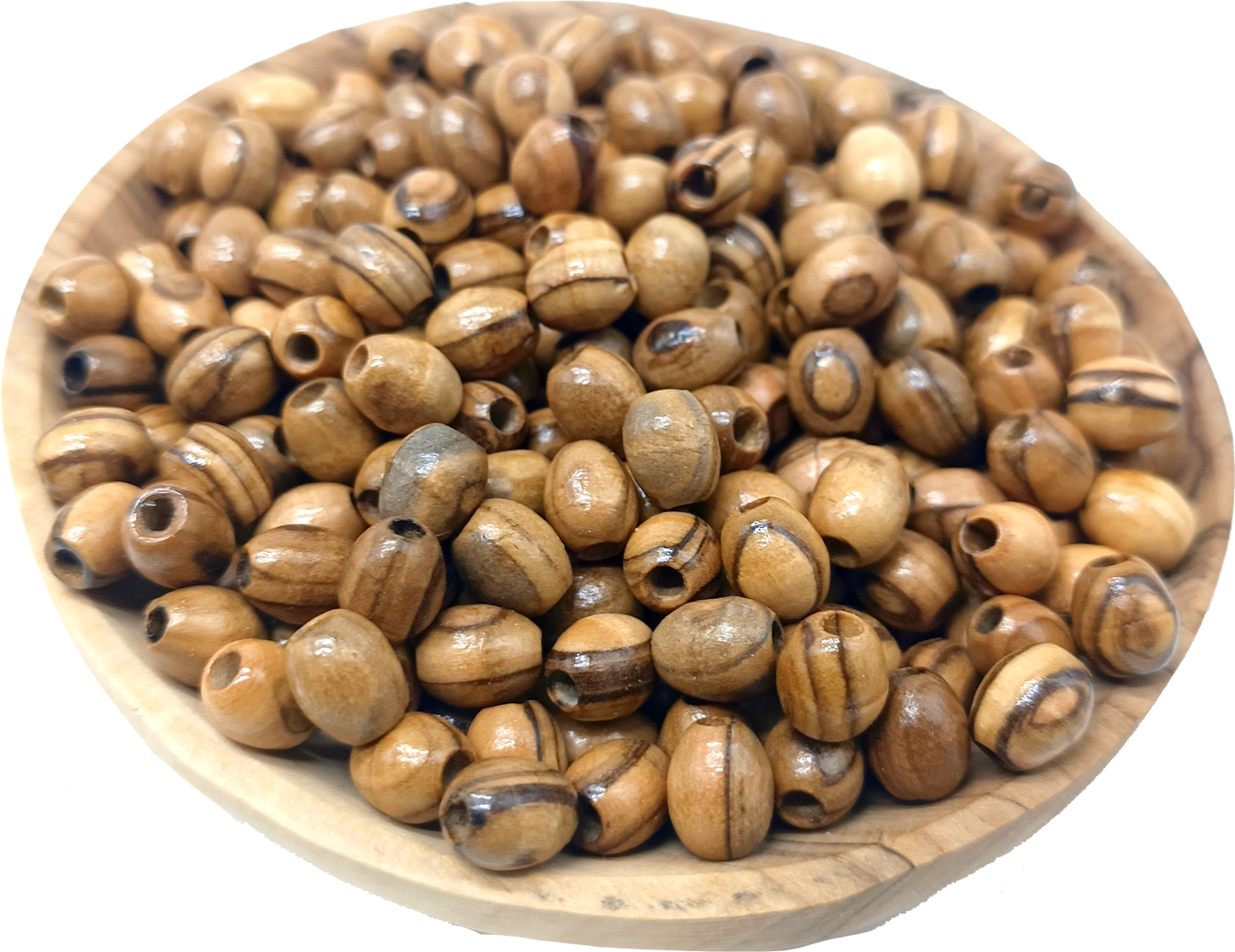 10mm Oval Hand Carved Olive Wood Beads from Bethlehem