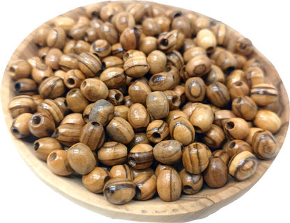 10mm Oval Hand Carved Olive Wood Beads from Bethlehem