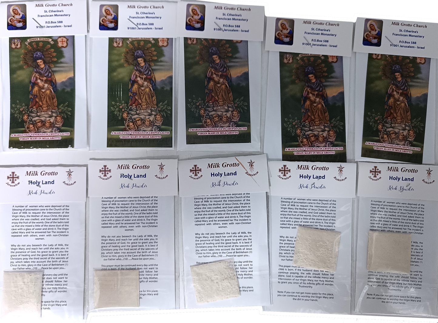 Milk Grotto Holy Land Rock Powder – 3.5" x 2.9" Fertility Blessing from Bethlehem | Virgin Mary Devotional