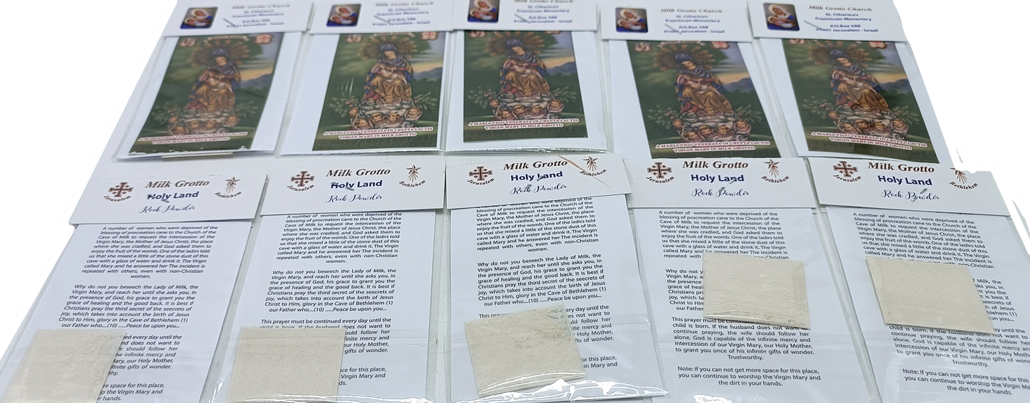 Milk Grotto Holy Land Rock Powder – 3.5" x 2.9" Fertility Blessing from Bethlehem | Virgin Mary Devotional