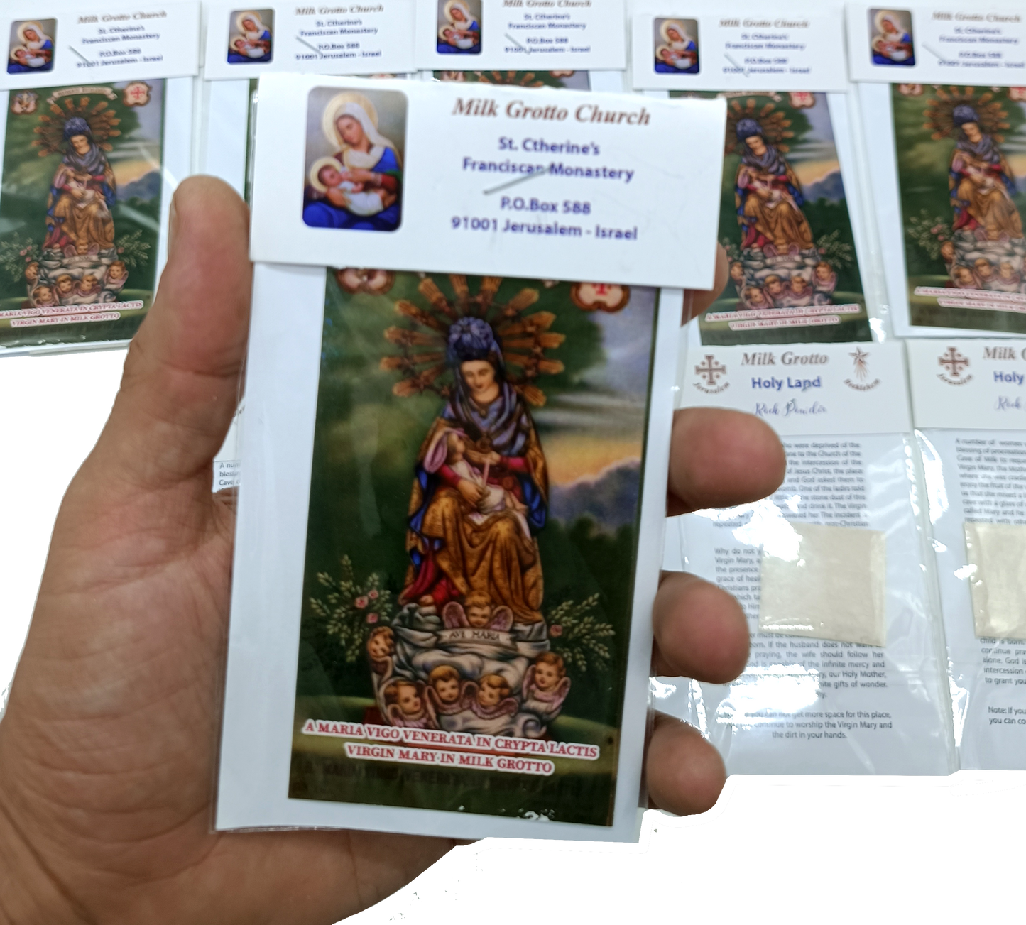 Milk Grotto Holy Land Rock Powder – 3.5" x 2.9" Fertility Blessing from Bethlehem | Virgin Mary Devotional