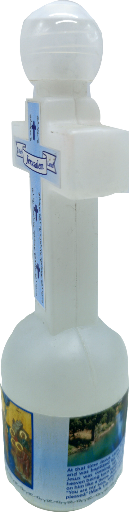 Cross-Shaped Holy Water Bottle from Jordan River – 5.3" Tall | 152g | Holy Land Souvenir with Jerusalem Label
