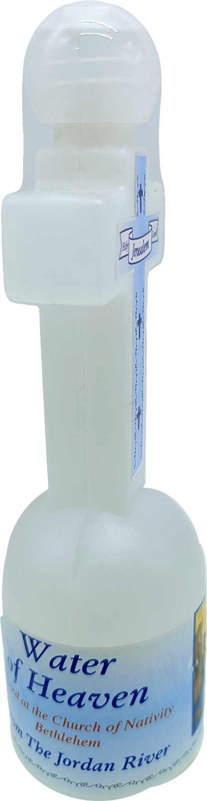 Cross-Shaped Holy Water Bottle from Jordan River – 5.3" Tall | 152g | Holy Land Souvenir with Jerusalem Label