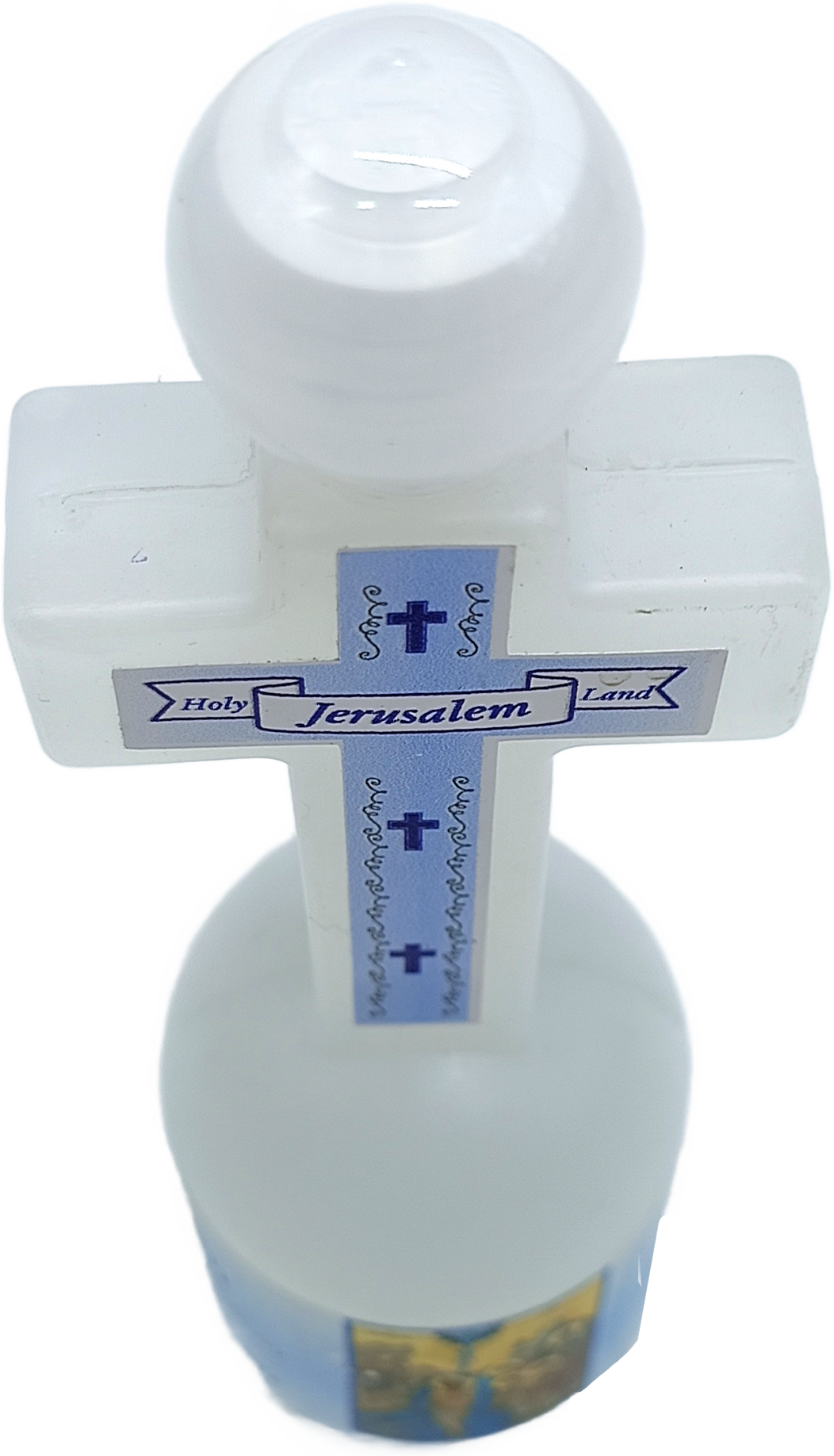 Cross-Shaped Holy Water Bottle from Jordan River – 5.3" Tall | 152g | Holy Land Souvenir with Jerusalem Label