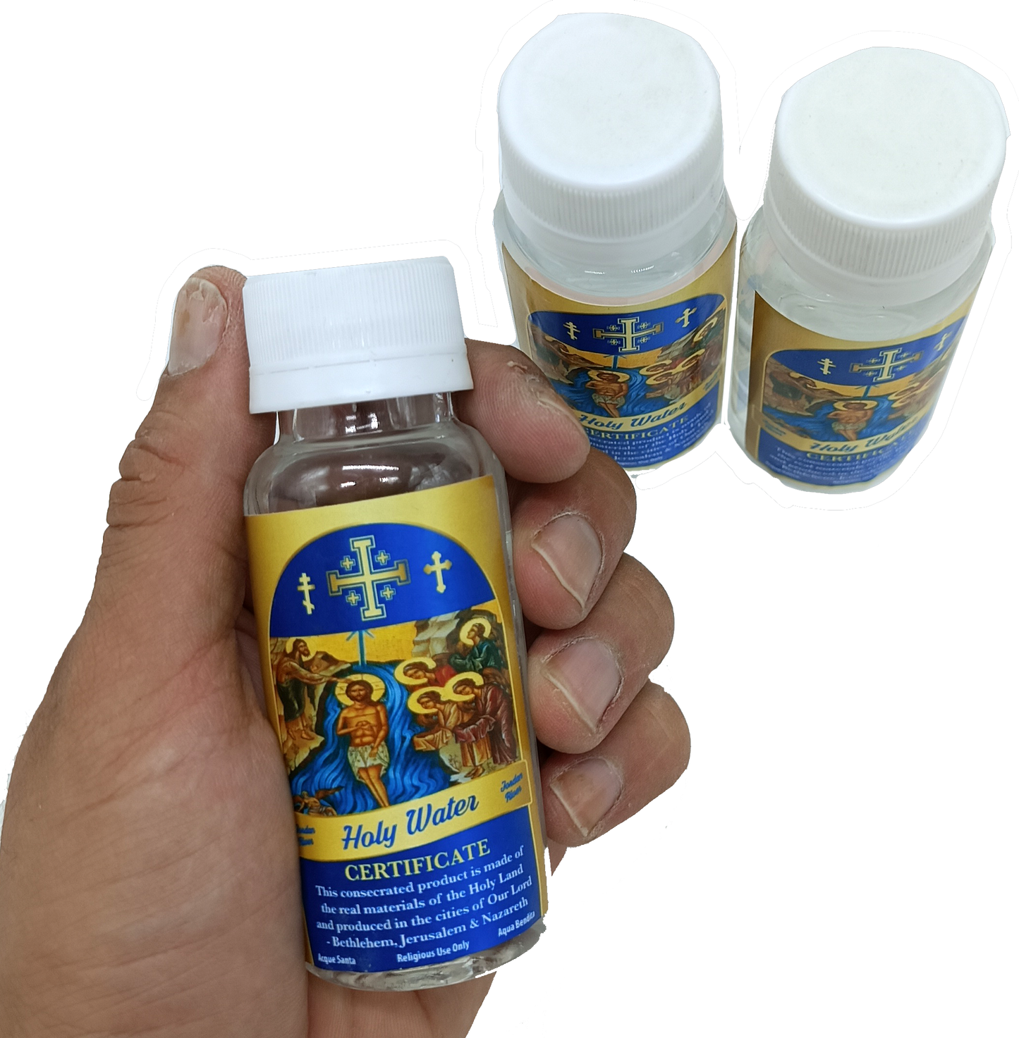 Certified Holy Water from the Jordan River – 3.9" Bottle (75g) | Blessed in Bethlehem, Jerusalem & Nazareth