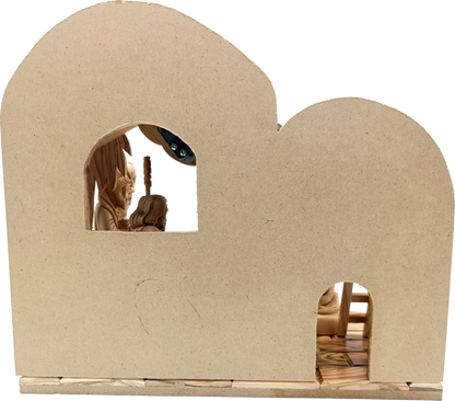 Hand-Carved Olive Wood Nativity Set from Bethlehem with Stable and Figurines (12.5 Inches Approximate)
