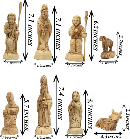 Hand-Carved Olive Wood Nativity Set from Bethlehem with Stable and Figurines (12.5 Inches Approximate)