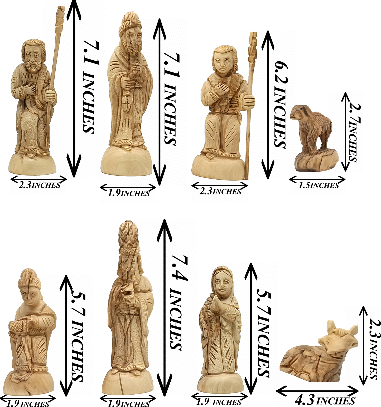 Hand-Carved Olive Wood Nativity Set from Bethlehem with Stable and Figurines (12.5 Inches Approximate)