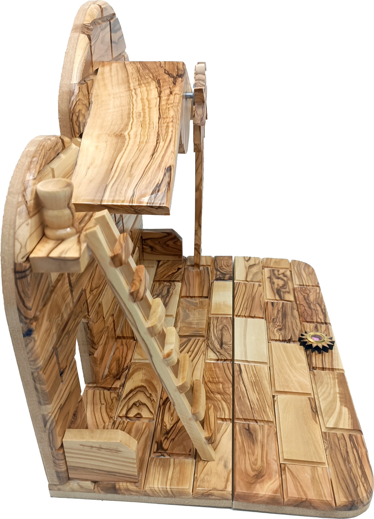 Hand-Carved Olive Wood Nativity Set from Bethlehem with Stable and Figurines (12.5 Inches Approximate)