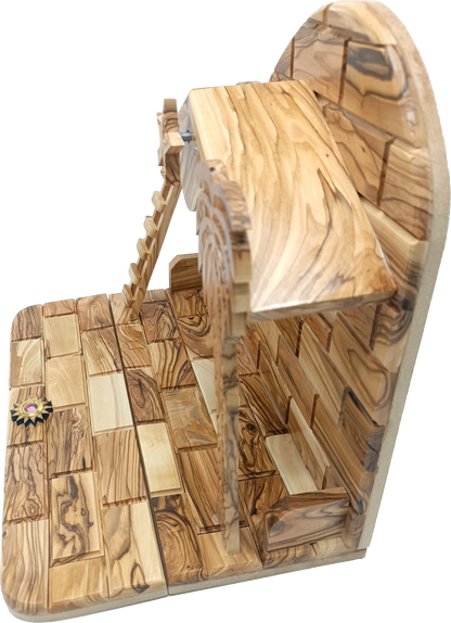 Hand-Carved Olive Wood Nativity Set from Bethlehem with Stable and Figurines (12.5 Inches Approximate)