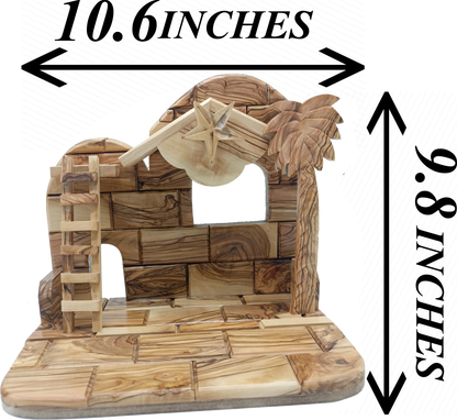 Premium Hand-Carved Olive Wood Nativity Scene from Bethlehem with 12 Figurines and Stable (9.8 Inches Approximate)