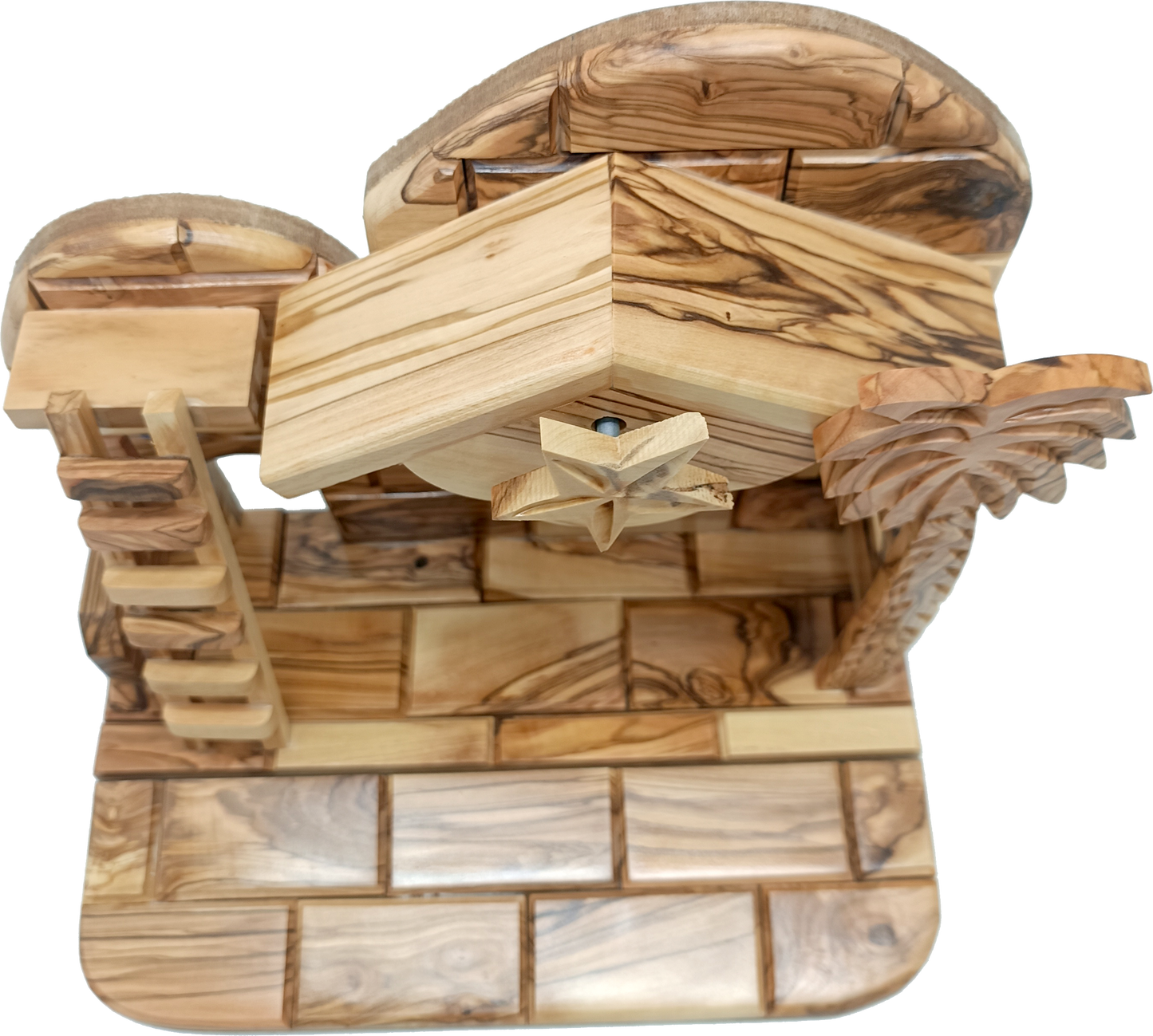 Premium Hand-Carved Olive Wood Nativity Scene from Bethlehem with 12 Figurines and Stable (9.8 Inches Approximate)