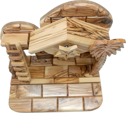 Premium Hand-Carved Olive Wood Nativity Scene from Bethlehem with 12 Figurines and Stable (9.8 Inches Approximate)