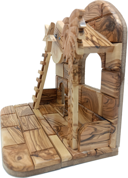 Premium Hand-Carved Olive Wood Nativity Scene from Bethlehem with 12 Figurines and Stable (9.8 Inches Approximate)