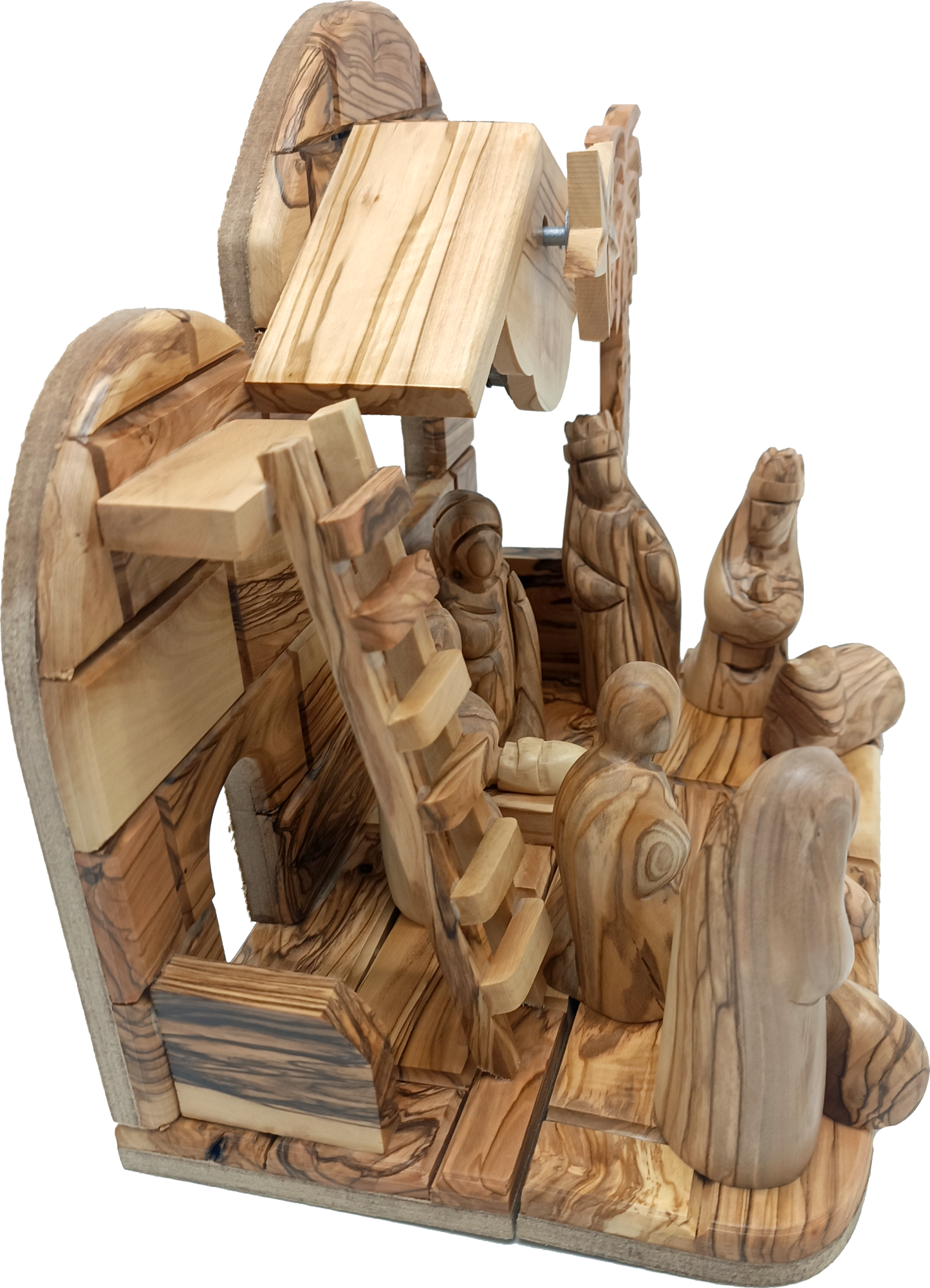 Premium Hand-Carved Olive Wood Nativity Scene from Bethlehem with 12 Figurines and Stable (9.8 Inches Approximate)