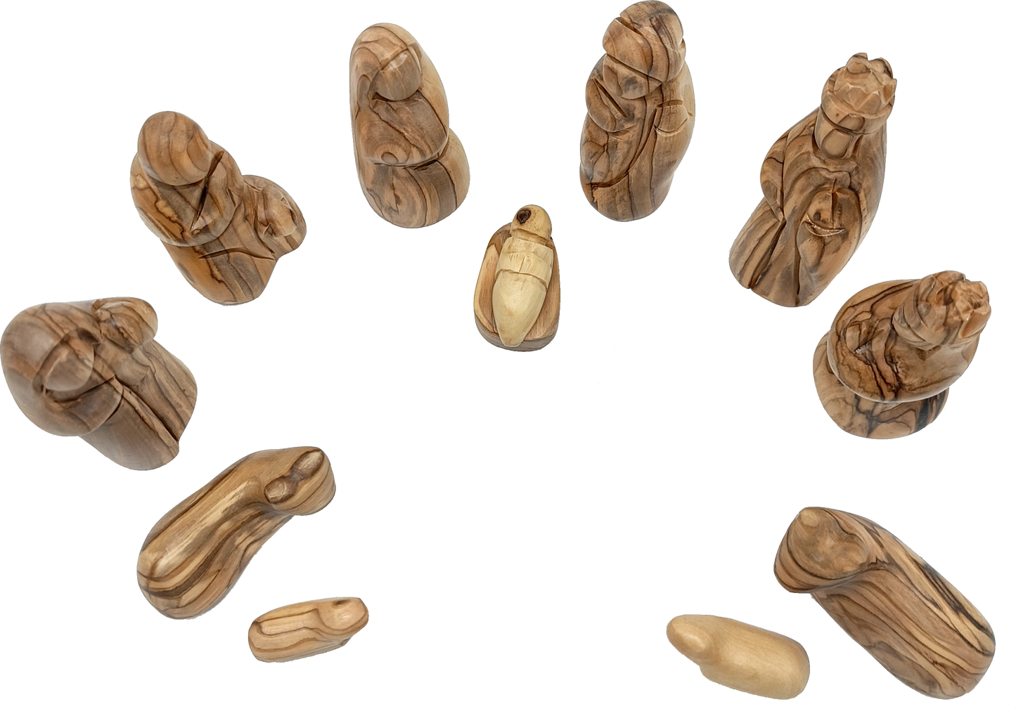 Premium Hand-Carved Olive Wood Nativity Scene from Bethlehem with 12 Figurines and Stable (9.8 Inches Approximate)