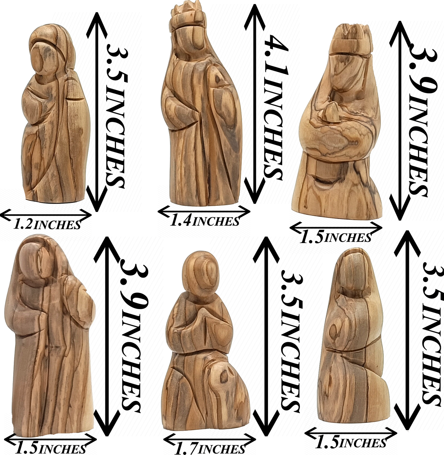 Premium Hand-Carved Olive Wood Nativity Scene from Bethlehem with 12 Figurines and Stable (9.8 Inches Approximate)