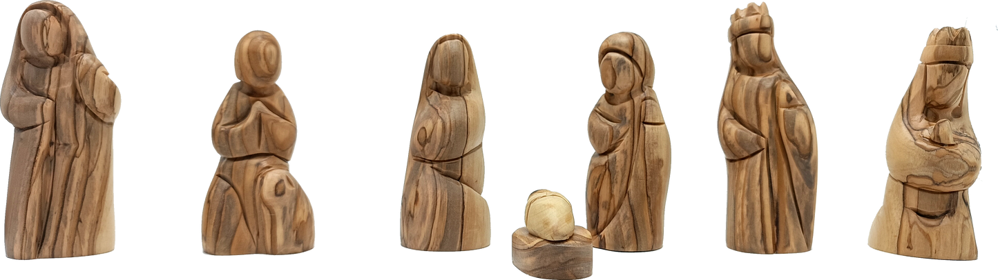 Premium Hand-Carved Olive Wood Nativity Scene from Bethlehem with 12 Figurines and Stable (9.8 Inches Approximate)
