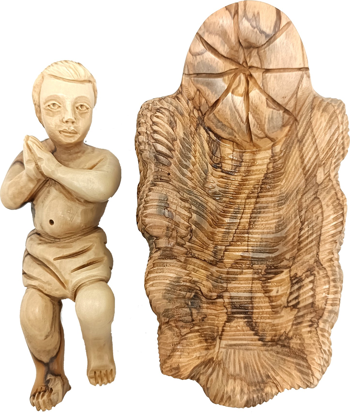 Luxury Olive Wood Nativity Set from Bethlehem with Hand-Carved Stable and 17 Figurines (17.7 Inches Approximate)
