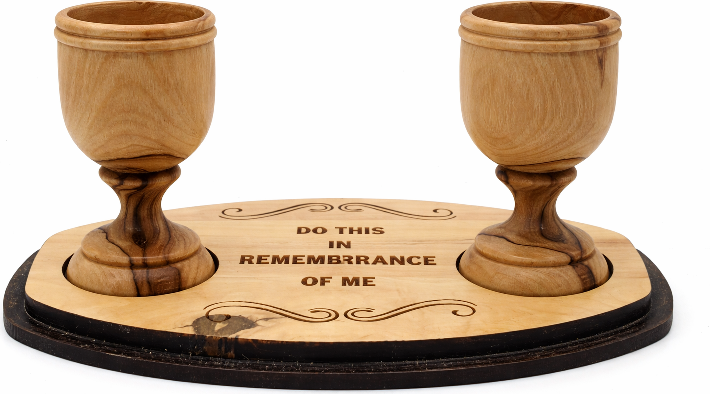 Handmade Olive Wood Wine and Water Tray from Bethlehem