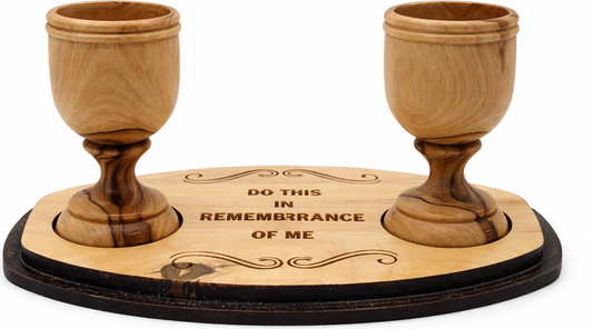 Handmade Olive Wood Wine and Water Tray from Bethlehem