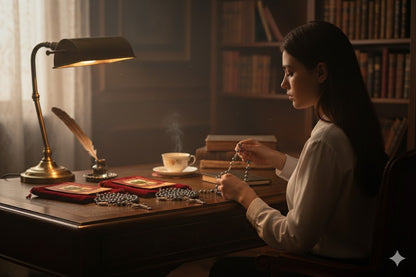 Set of 3 Hematite Rosary Beads Handmade in Jerusalem – Catholic Rosary with Silver-Tone Crucifix – 19.7” Prayer Rosary – Includes Velvet Bags & Certificates – Holy Land Gift