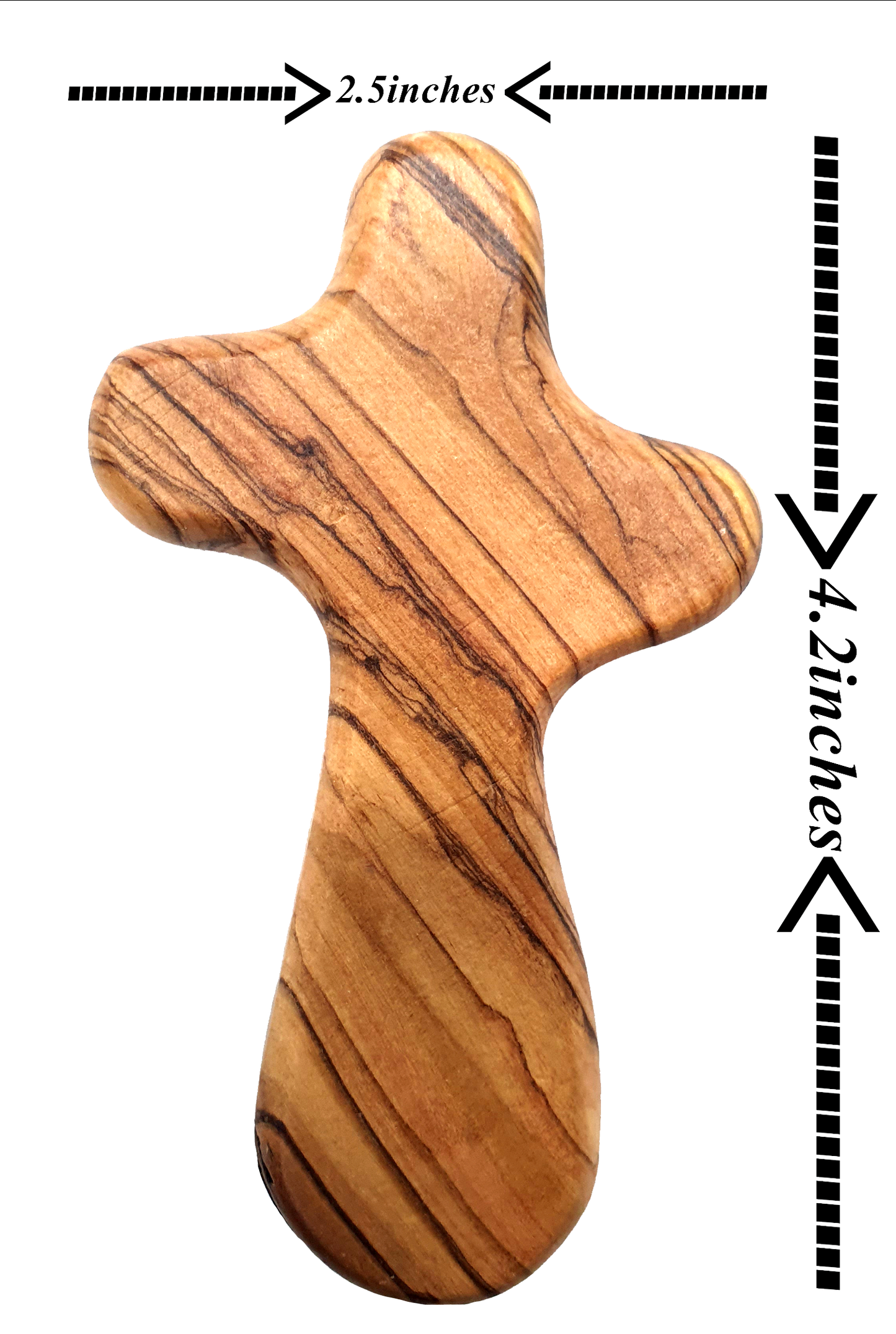 Olive Wood Hand Held Comfort Cross from Holy Land in Multiple Sizes