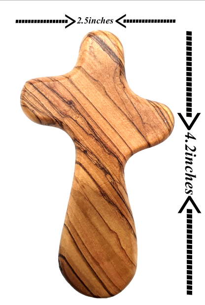 Olive Wood Hand Held Comfort Cross from Holy Land in Multiple Sizes