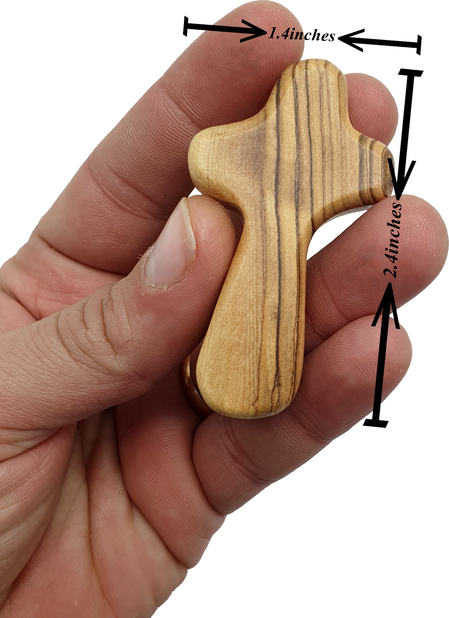 Olive Wood Hand Held Comfort Cross from Holy Land in Multiple Sizes