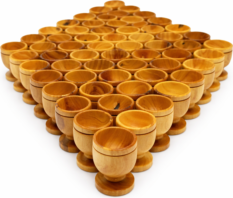 Handcrafted Olive Wood Cup from Bethlehem | Small Wooden Communion or Prayer mini Cup | Holy Land Artisan Craft | 1.57" x 1.38"