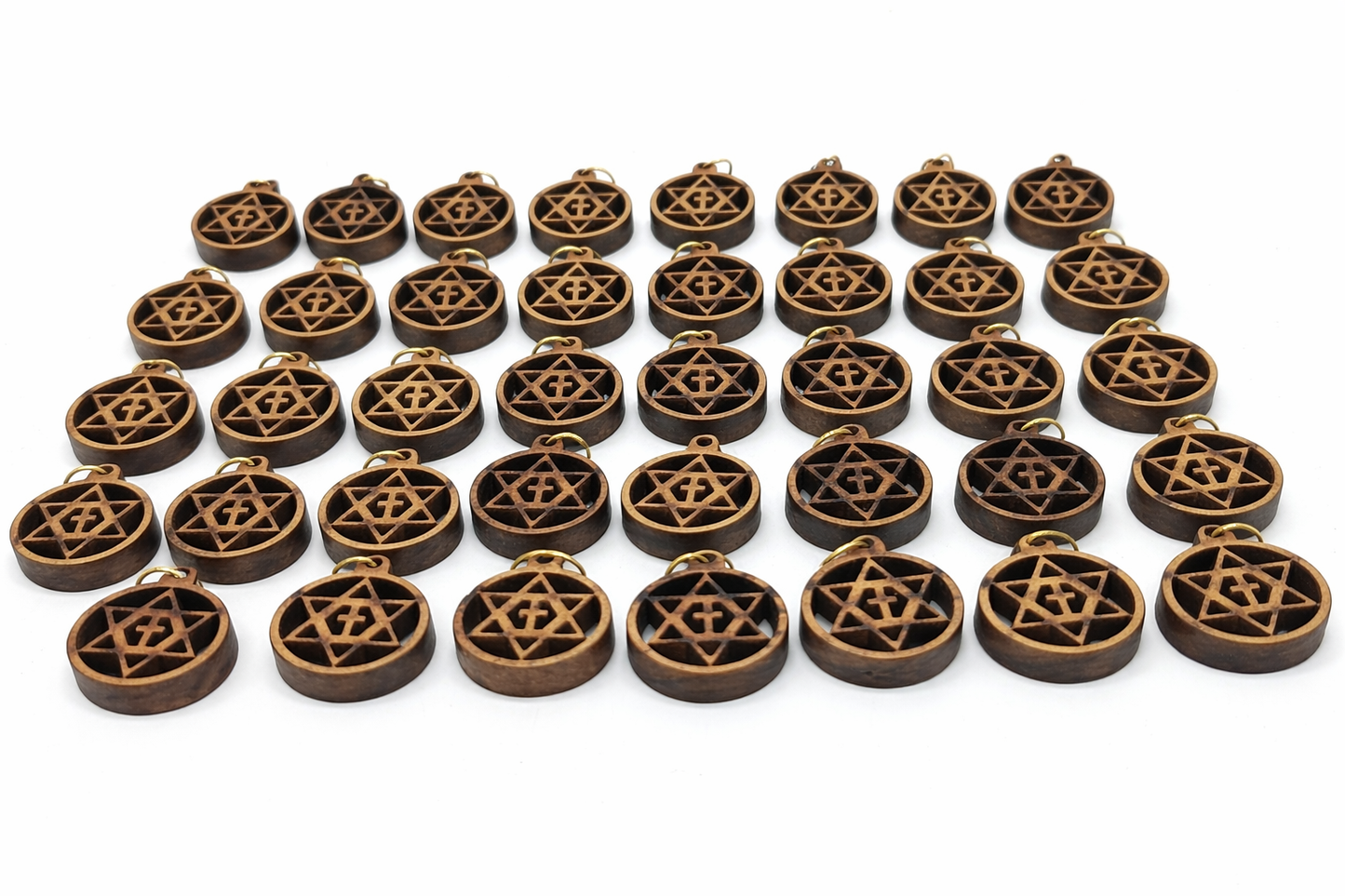 Olive Wood Star of David with Cross Charms Faith Unity Set - Additional View 8