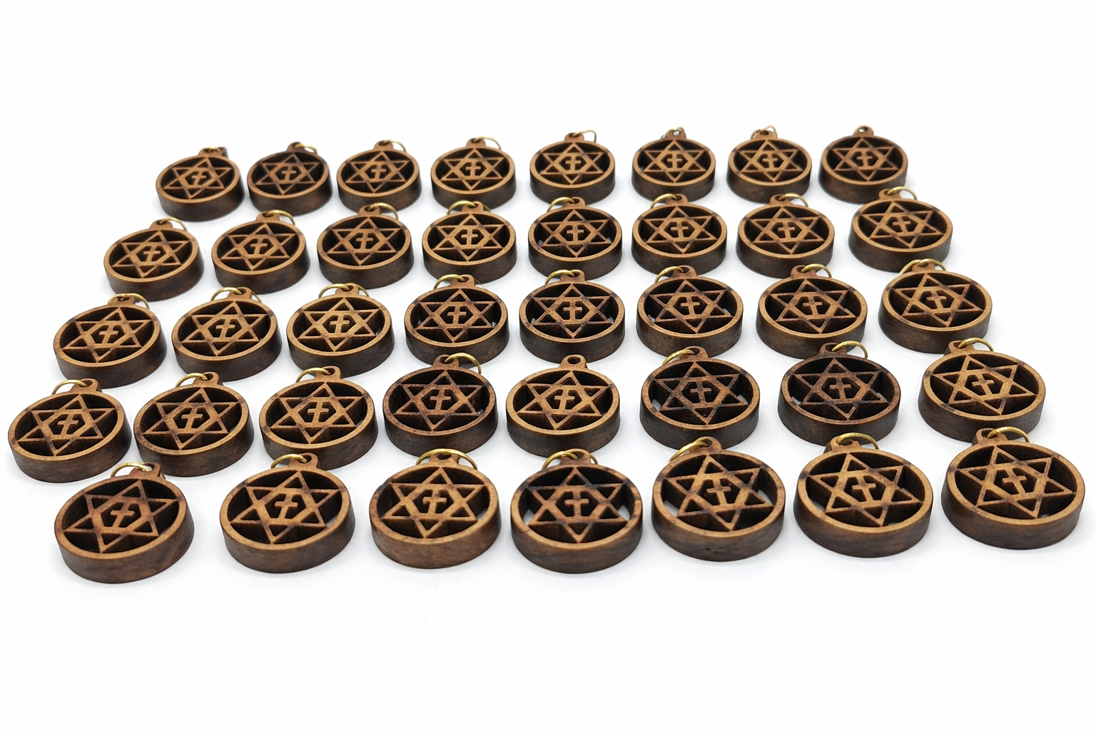 Olive Wood Star of David with Cross Charms Faith Unity Set - Additional View 8