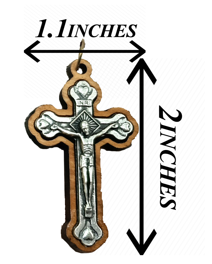 Handcrafted Olive Wood Crucifix Necklace Set - Additional View 1