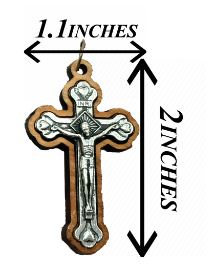 Handcrafted Olive Wood Crucifix Necklace Set - Additional View 1