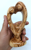 Hand-Carved Olive Wood Holy Family Heart Sculpture – Elegant Nativity Art from the Holy Land 5.8"