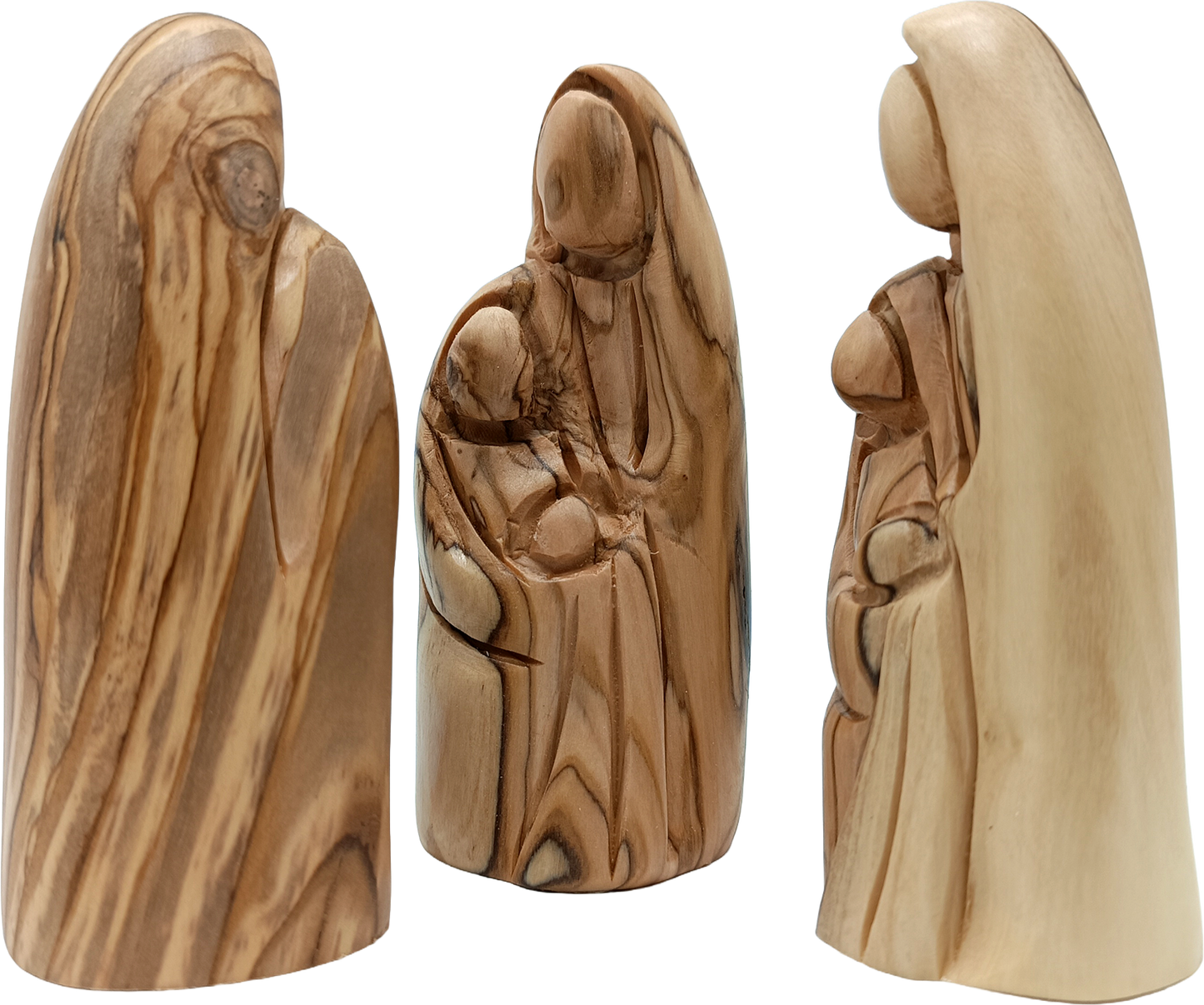 Handcrafted Olive Wood Holy Family Statue Set of 3 Figurines from Bethlehem 4.1 Inch