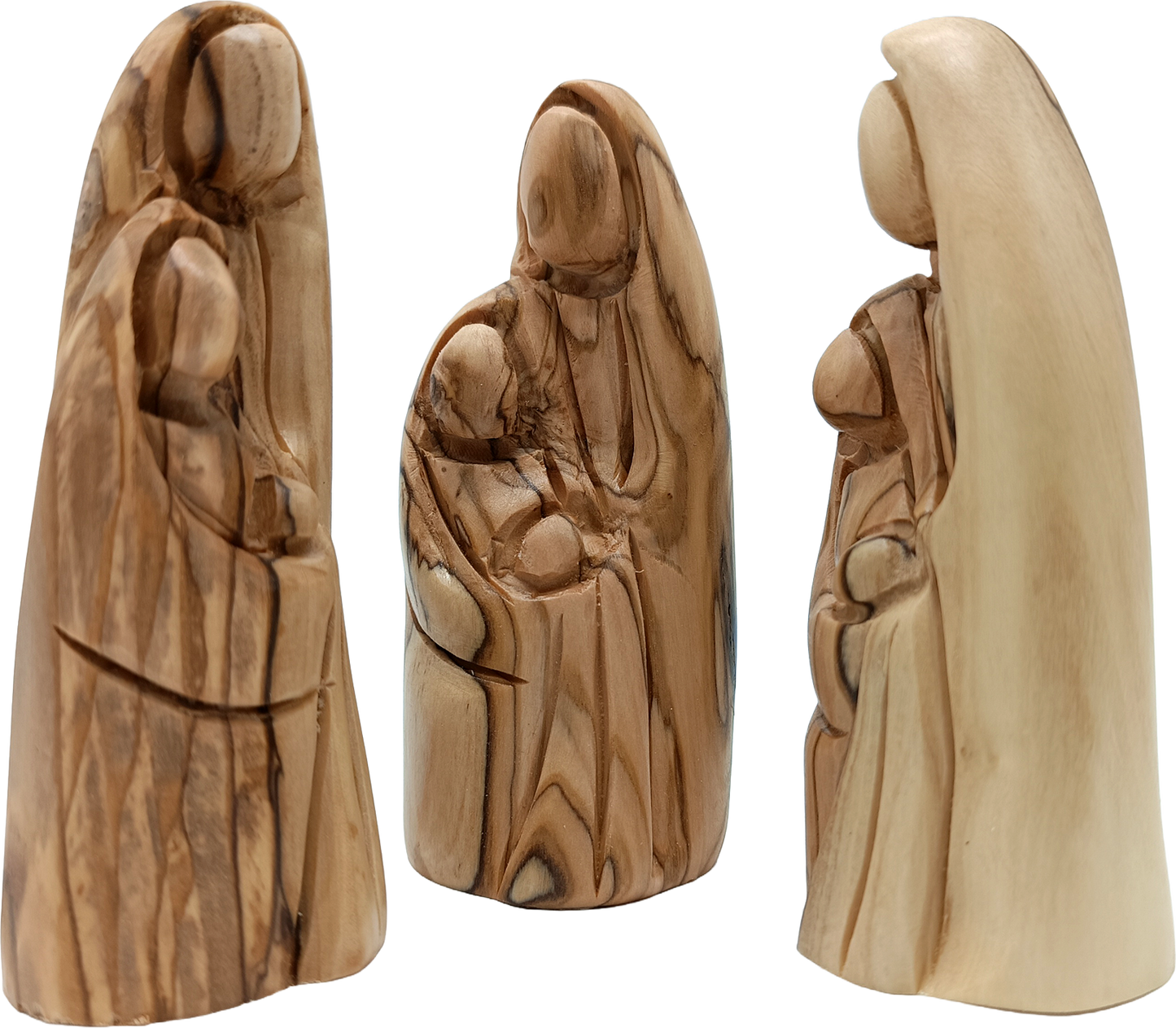 Handcrafted Olive Wood Holy Family Statue Set of 3 Figurines from Bethlehem 4.1 Inch