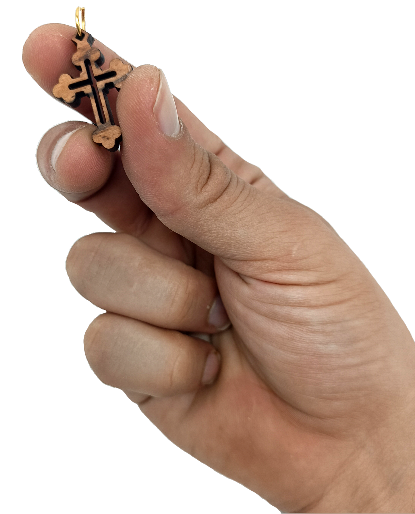 Handcrafted Wooden Cross Charm Pendant – 1.18" x 0.78" Laser-Cut Religious Jewelry - Additional View 7