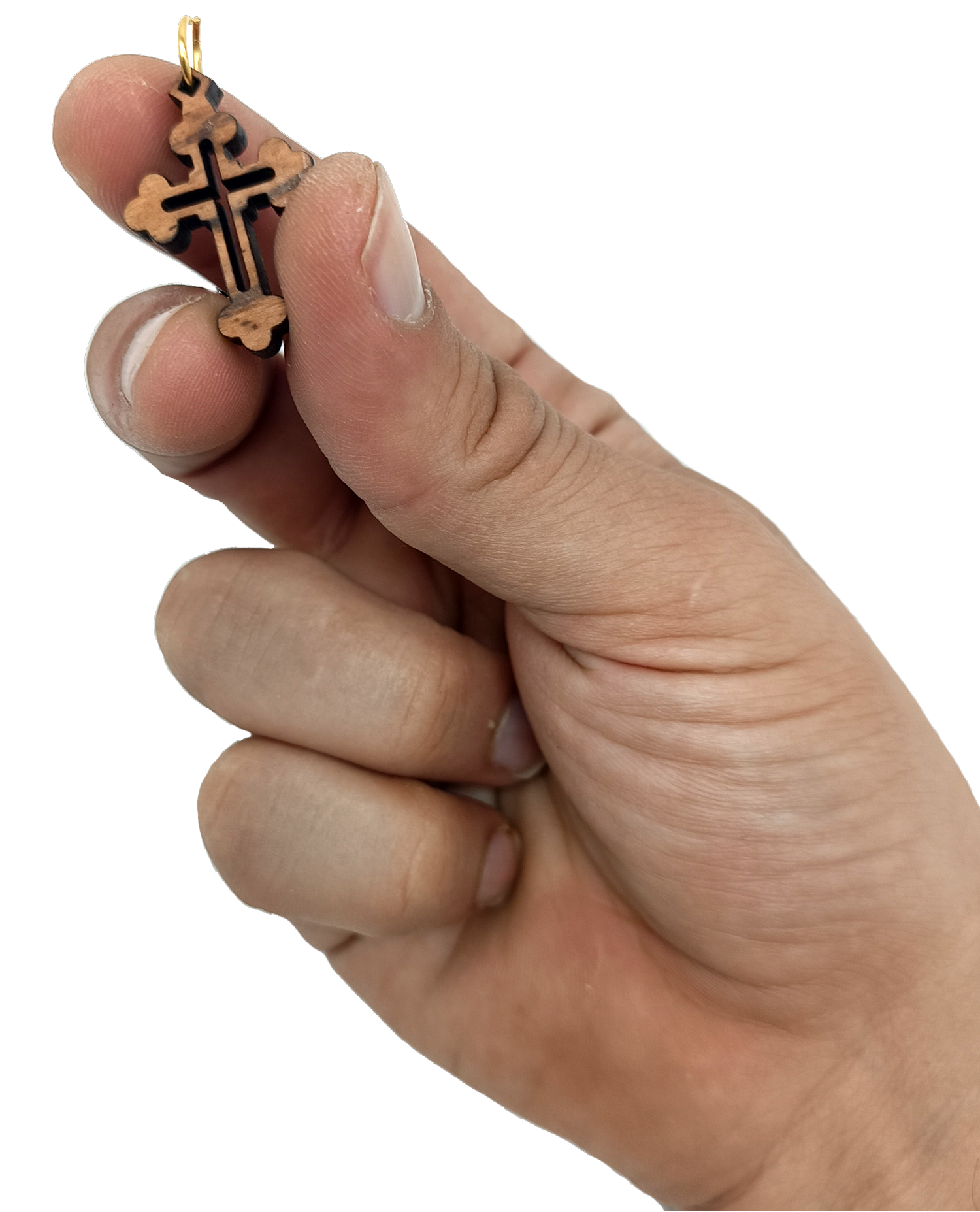Handcrafted Wooden Cross Charm Pendant – 1.18" x 0.78" Laser-Cut Religious Jewelry - Additional View 7