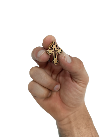 Elegant Wooden Cross Charm Pendant – 1.1" x 0.7" Intricate Laser-Cut Religious Accessory - Additional View 10