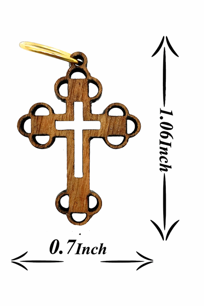 Elegant Wooden Cross Charm Pendant – 1.1" x 0.7" Intricate Laser-Cut Religious Accessory - Additional View 11