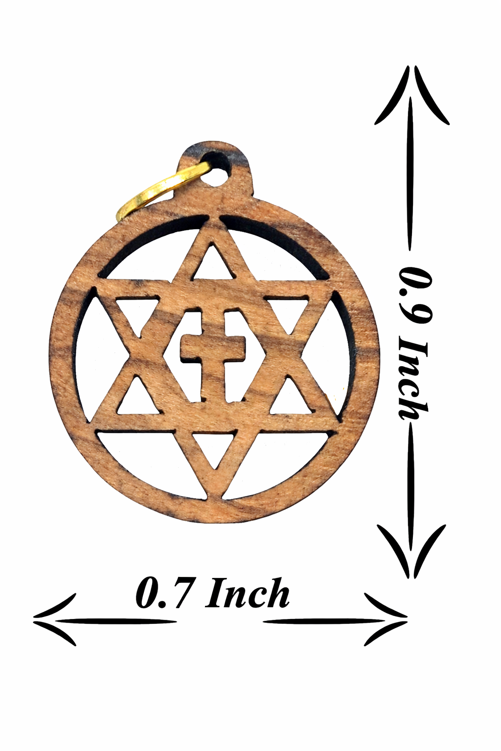 Olive Wood Star of David with Cross Charms Faith Unity Set - Additional View 3