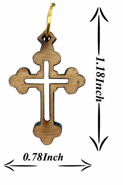 Handcrafted Wooden Cross Charm Pendant – 1.18" x 0.78" Laser-Cut Religious Jewelry - Additional View 8