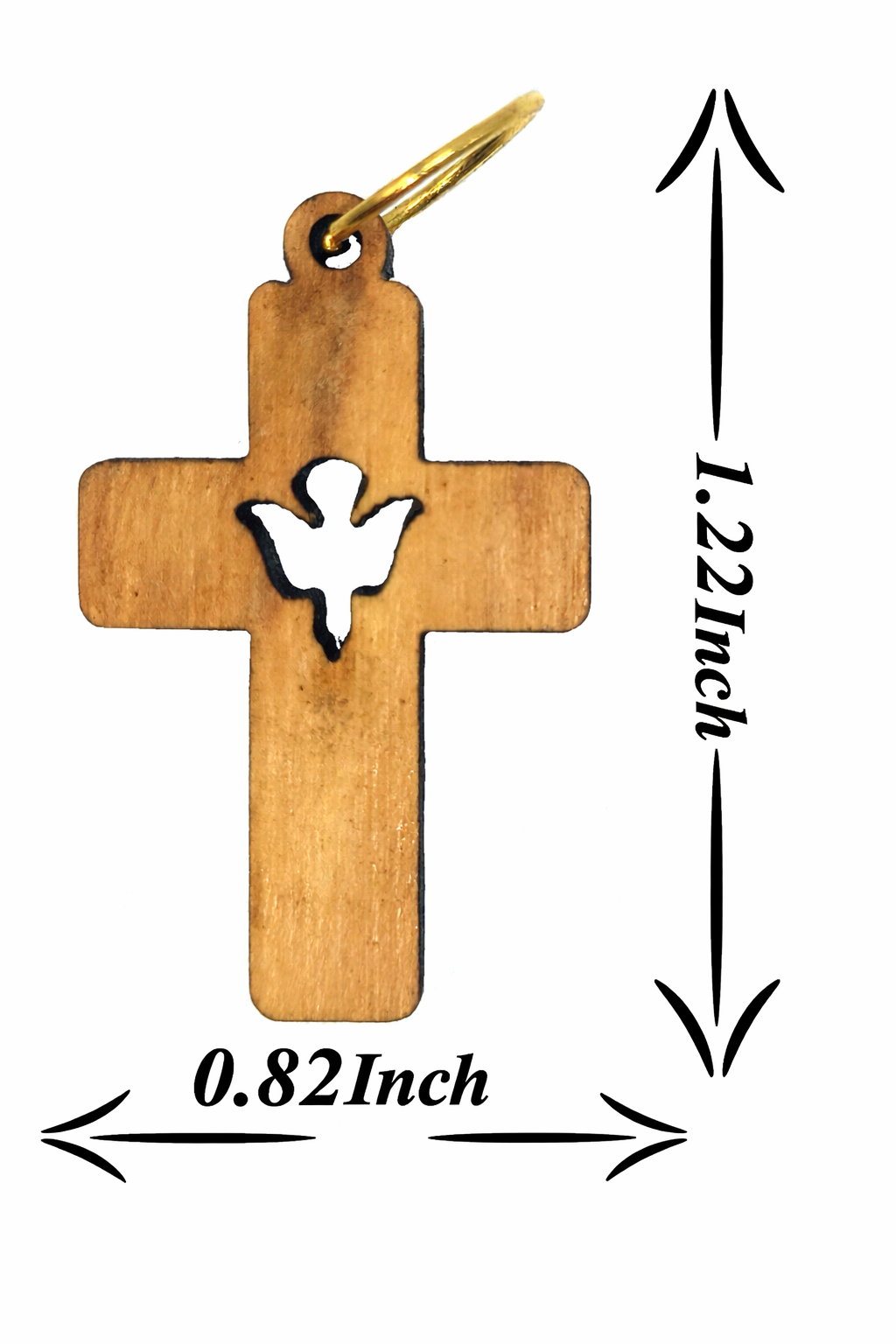 Holy Spirit Dove Cross Pendant – 1.22" x 0.82" Laser-Cut Wooden Charm with Symbol of Peace - Additional View 1